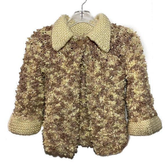 Source Unknown Sweaters - No Tag 3/4 Sleeve Knit Popcorn Cardigan Sweater Cream Pink Size XS